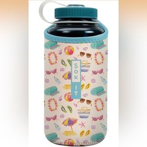 Sok-It 32oz Nalgene Neoprene Water Bottle Sleeve - Beach Life - NEW in pkg. 🌊💧🌴